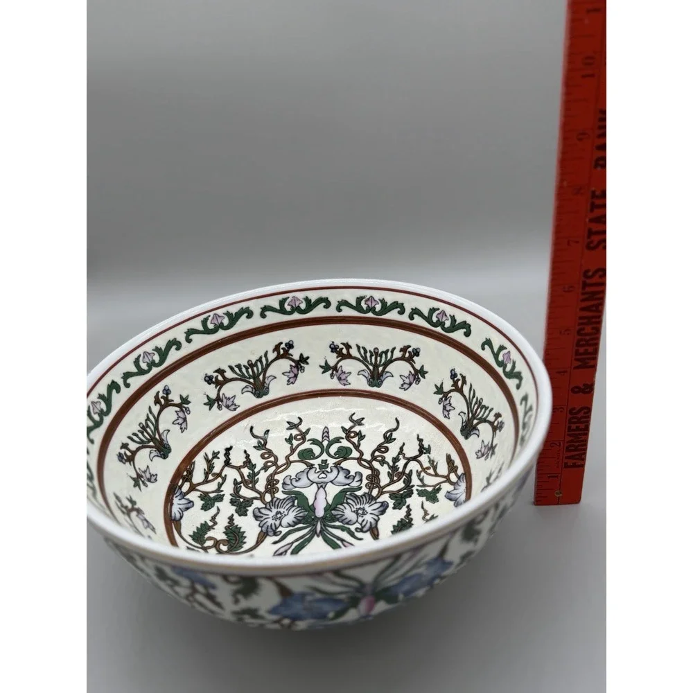 Vintage Tongzhi Style Chinese Porcelain Bowl Hand Painted Floral Decorative Dish